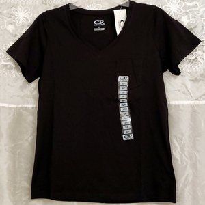 2/$25  NEW Black V-Neck Basic T-Shirt, 100% Cotton, Short Sleeves, Pockets! S/M
